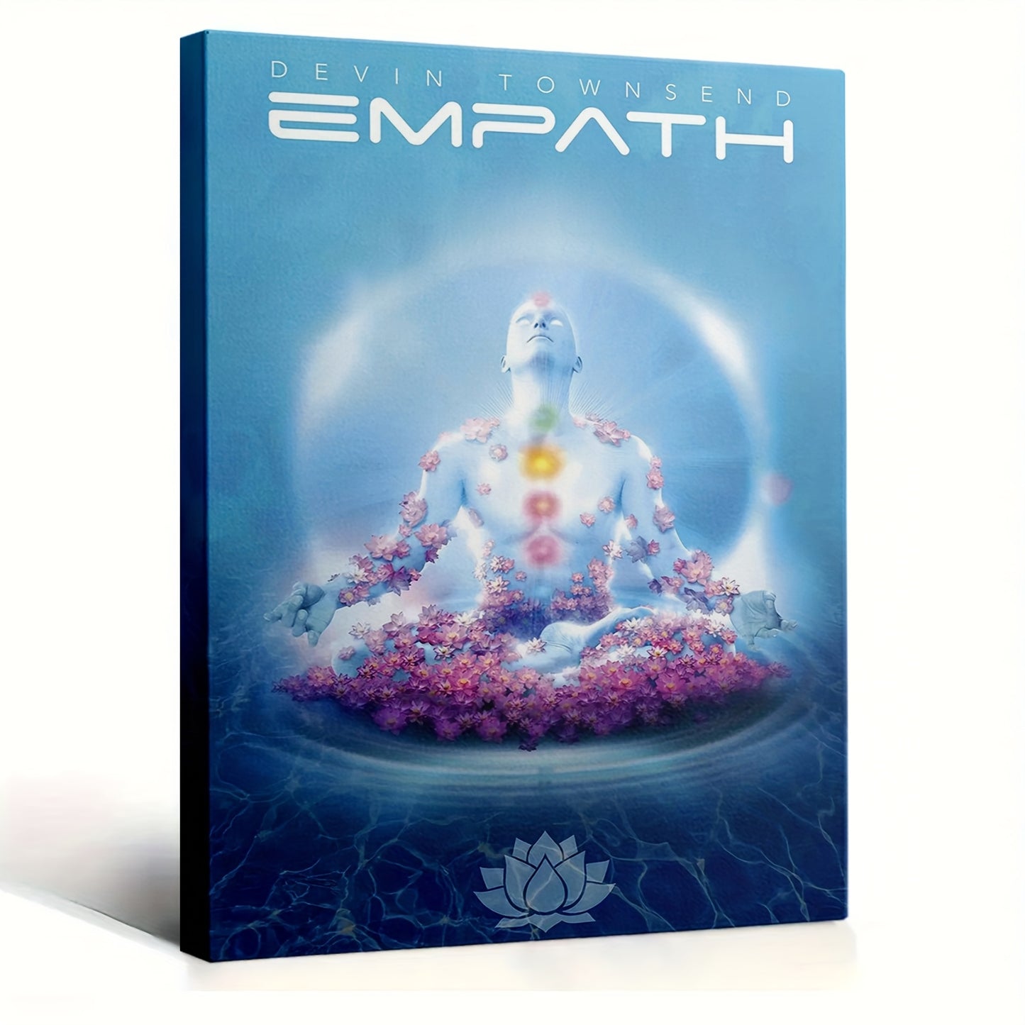 1pc Framed 2D Flat Canvas Painting Devin Townsend "Empath" Chakra Meditation Artwork Vibrant Spiritual Wall Decor Lotus Flower Energy Design for Living Room Bedroom Yoga Studio Spa Meditation