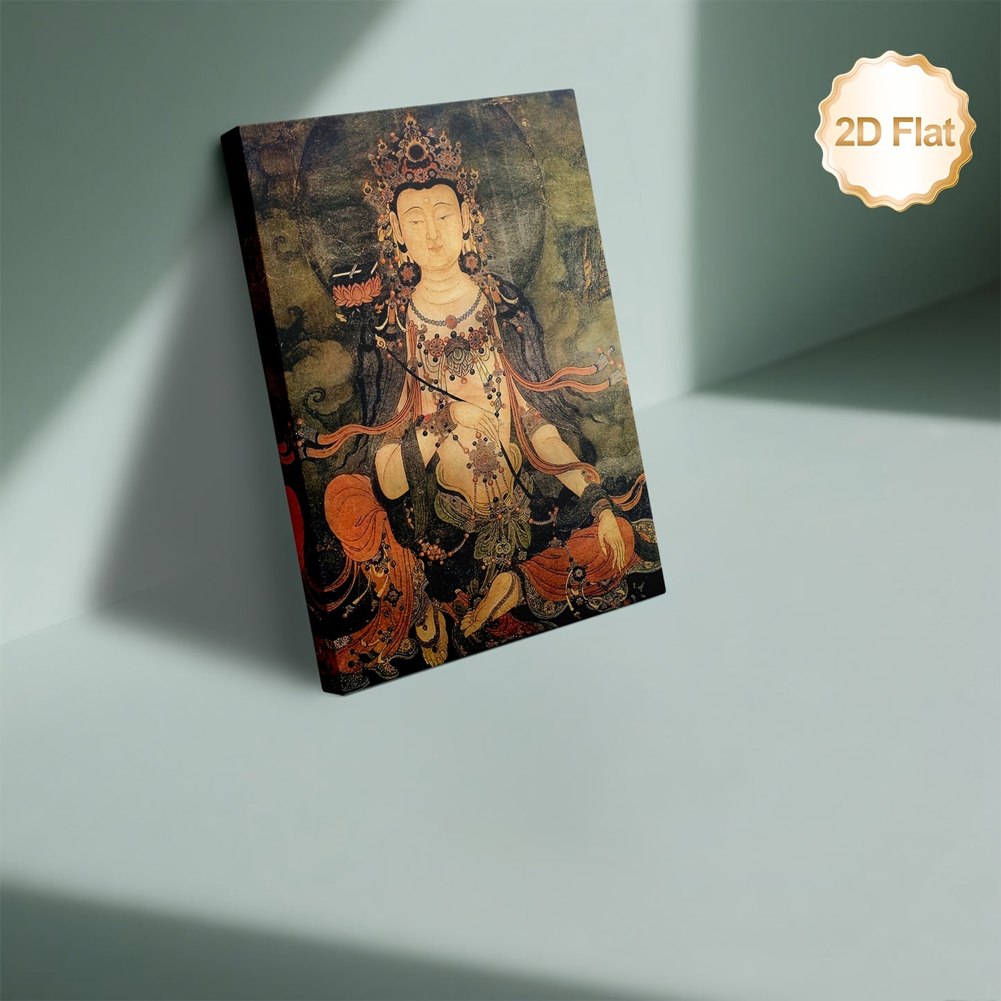 2D Flat 1pc Framed Samantabhadra Four Great Bodhisattva Theme Canvas Wall Art Suitable for Living Room Bedroom Office Decor
