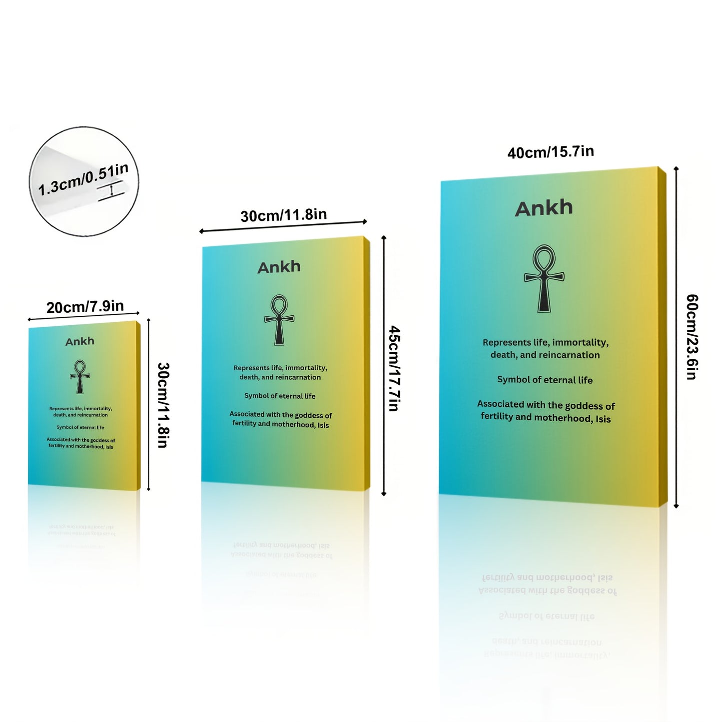 1pc 2D Flat Ankh Symbol Canvas Wall Art | Ancient Egyptian Symbol of Life and Immortality | Spiritual Decor for Living Room Bedroom Office Study or Hallway