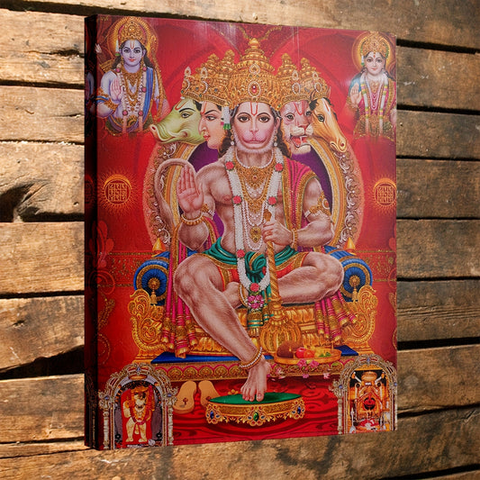 1pc Framed 2D Flat Canvas Painting of Hanuman Hindu Deity Monkey God Ramayana Figure Spiritual Wall Art for Living Room, Temple, and Yoga Studio