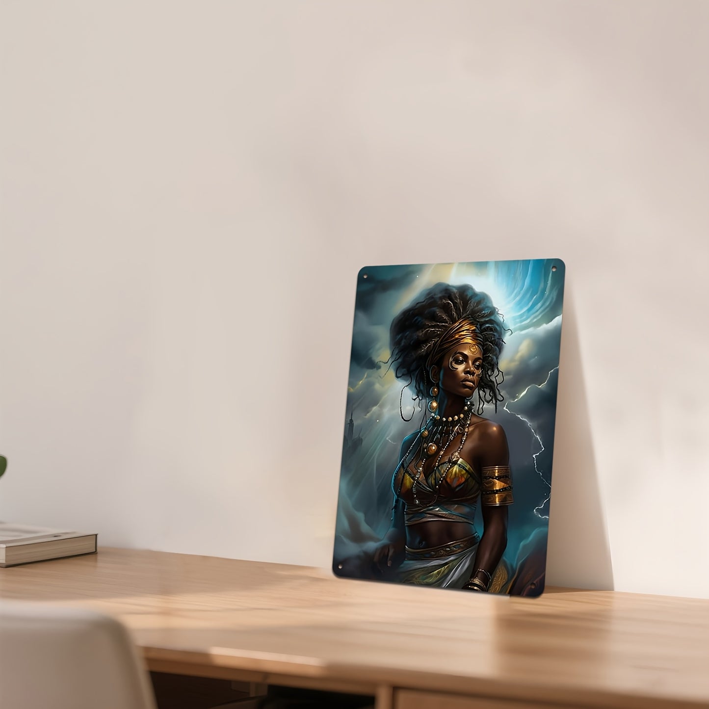 2D Flat Metal Wall Art | Oya Wind God Orisha Mythology Sign | 12x8 Inch Spiritual Decor for Living Room Bedroom