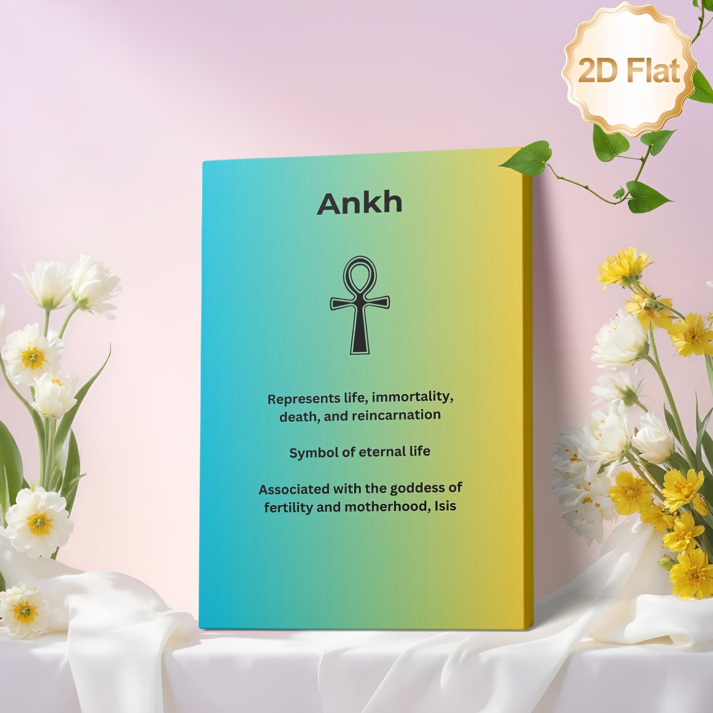 1pc 2D Flat Ankh Symbol Canvas Wall Art | Ancient Egyptian Symbol of Life and Immortality | Spiritual Decor for Living Room Bedroom Office Study or Hallway