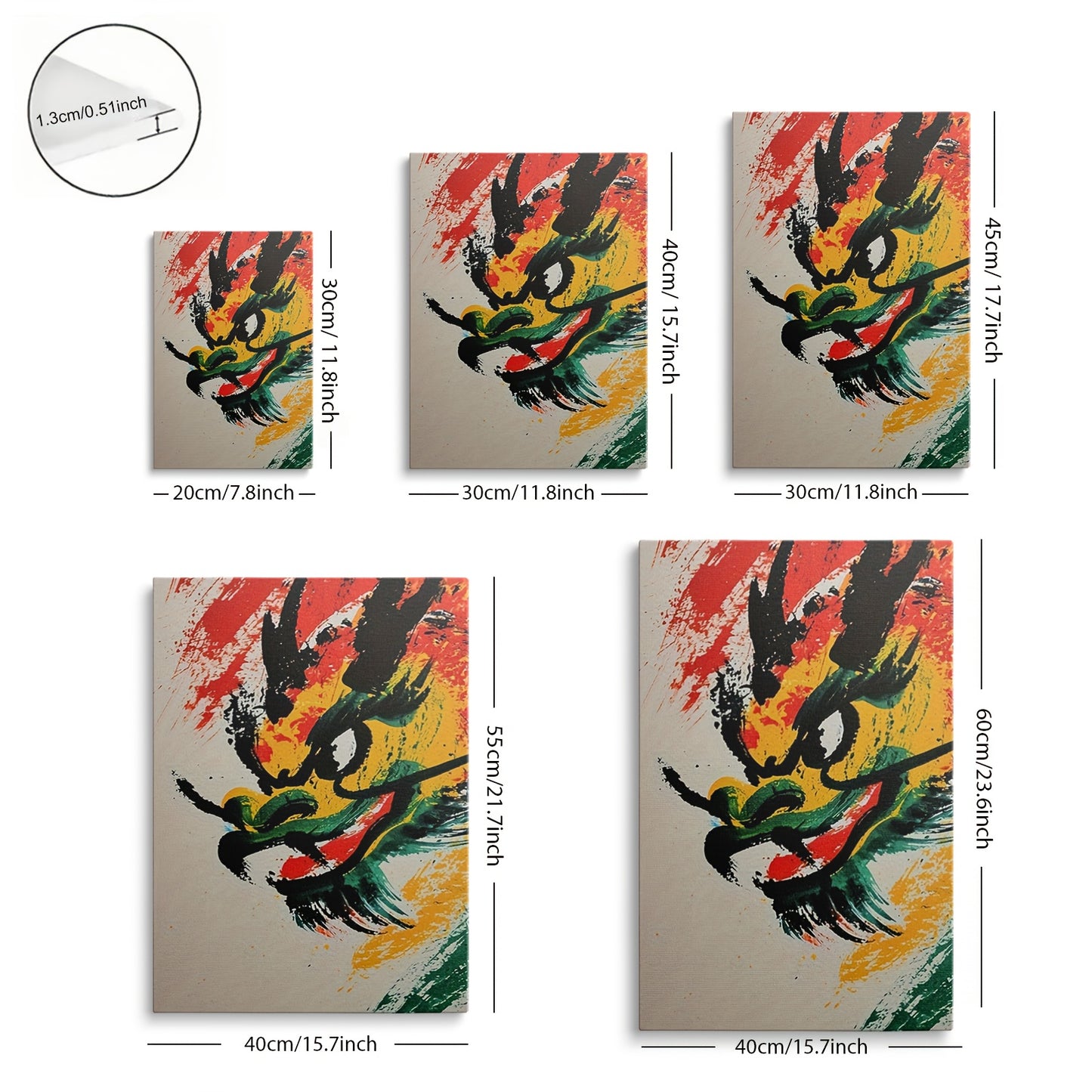 Framed 2D Chinese Dragon Canvas Wall Art Poster Ideal Gift for Home or Office Decoration