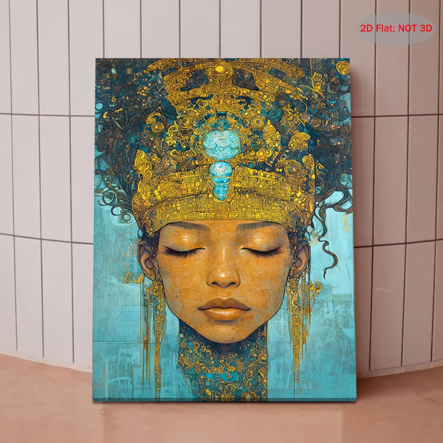 1pc 2D Wooden Frame Canvas Artwork | Oshun African Goddess of Love, Beauty, and Fertility | Yoruba Mythology Wall Art for Living Room Bedroom or Office