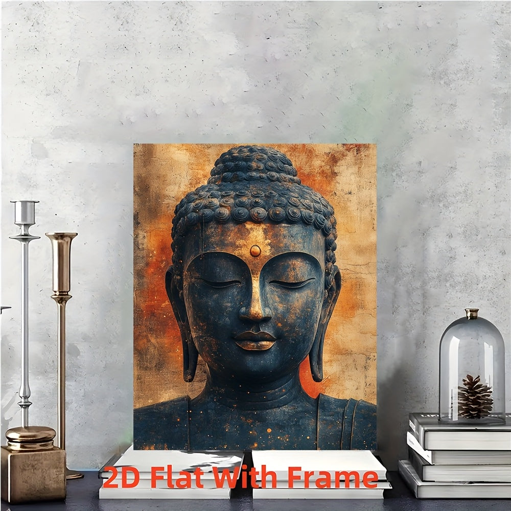 1pc Large Framed Buddha Canvas Print Wall Art 12x16 Inch 30x40cm | Meditation Zen Buddhist Spiritual Decor | 2D Flat Ready to Hang Wall Art for Temple Office Meditation Room and Sacred Spaces