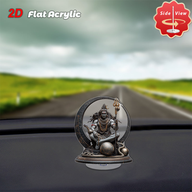 1pc 2D Flat Acrylic Shiva Meditation Altar Rotating Hindu God Statue with Lotus Base Om Symbol Spiritual Decor for Home Office Yoga Studio