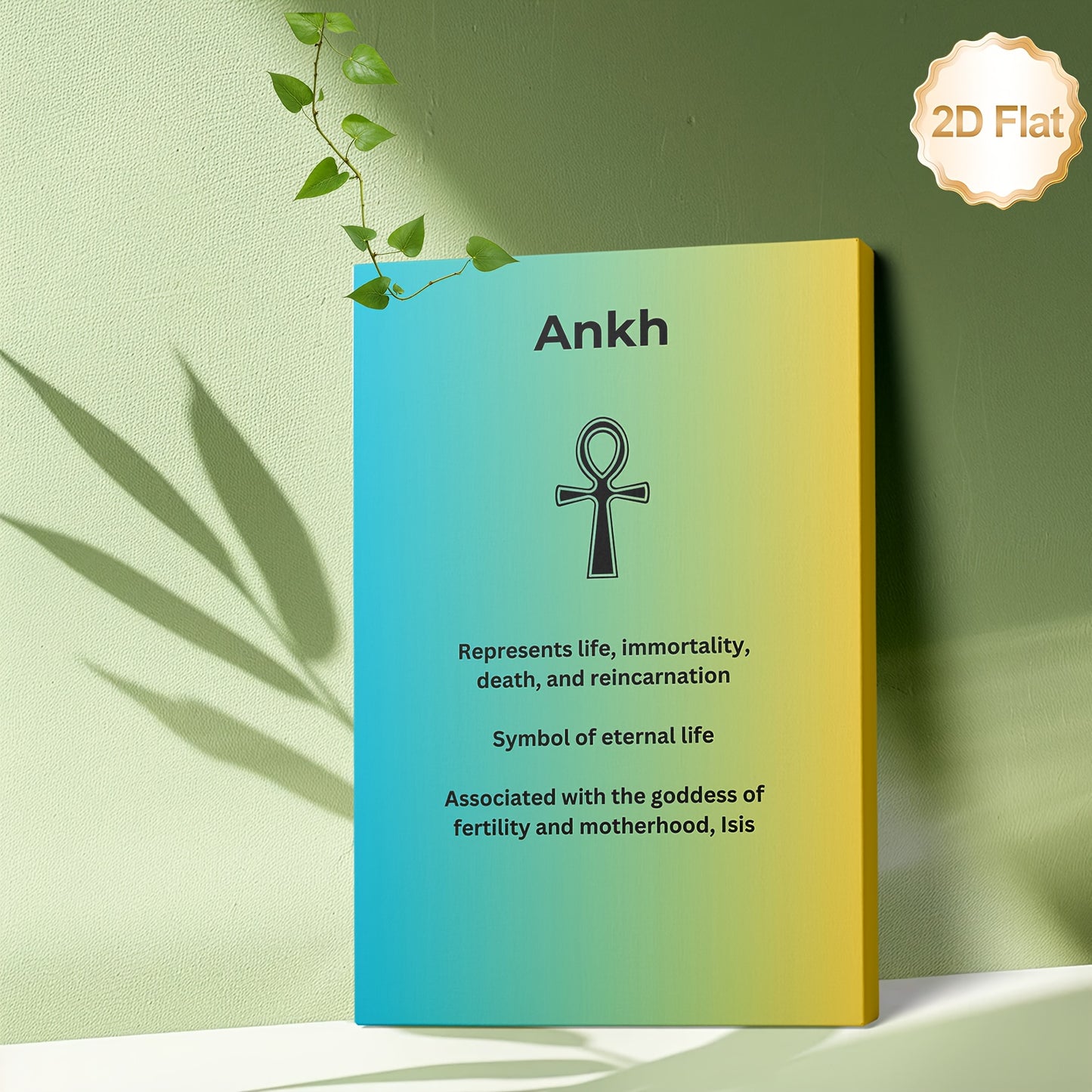 1pc 2D Flat Ankh Symbol Canvas Wall Art | Ancient Egyptian Symbol of Life and Immortality | Spiritual Decor for Living Room Bedroom Office Study or Hallway