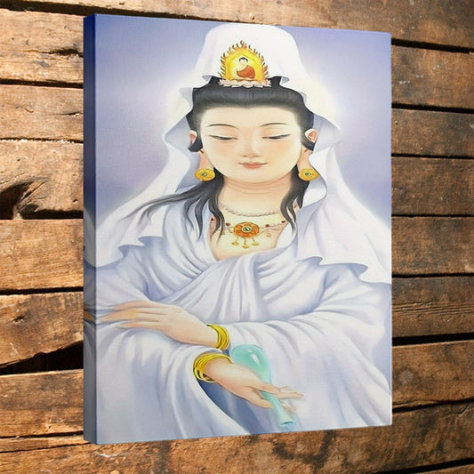 1pc Framed 2D Flat Canvas Artwork Guanyin Bodhisattva Perfect for Decorating Living Rooms Bedrooms Offices Temples Meditation Areas Studies Spiritual Spaces