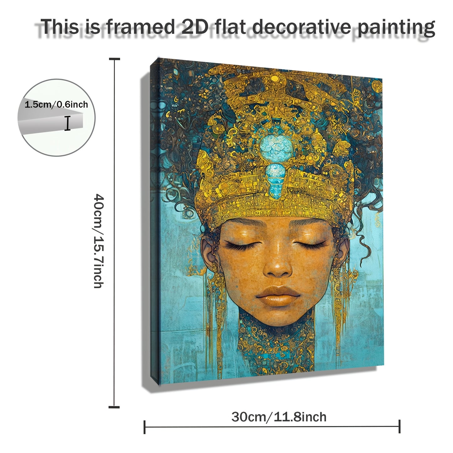 1pc 2D Wooden Frame Canvas Artwork | Oshun African Goddess of Love, Beauty, and Fertility | Yoruba Mythology Wall Art for Living Room Bedroom or Office