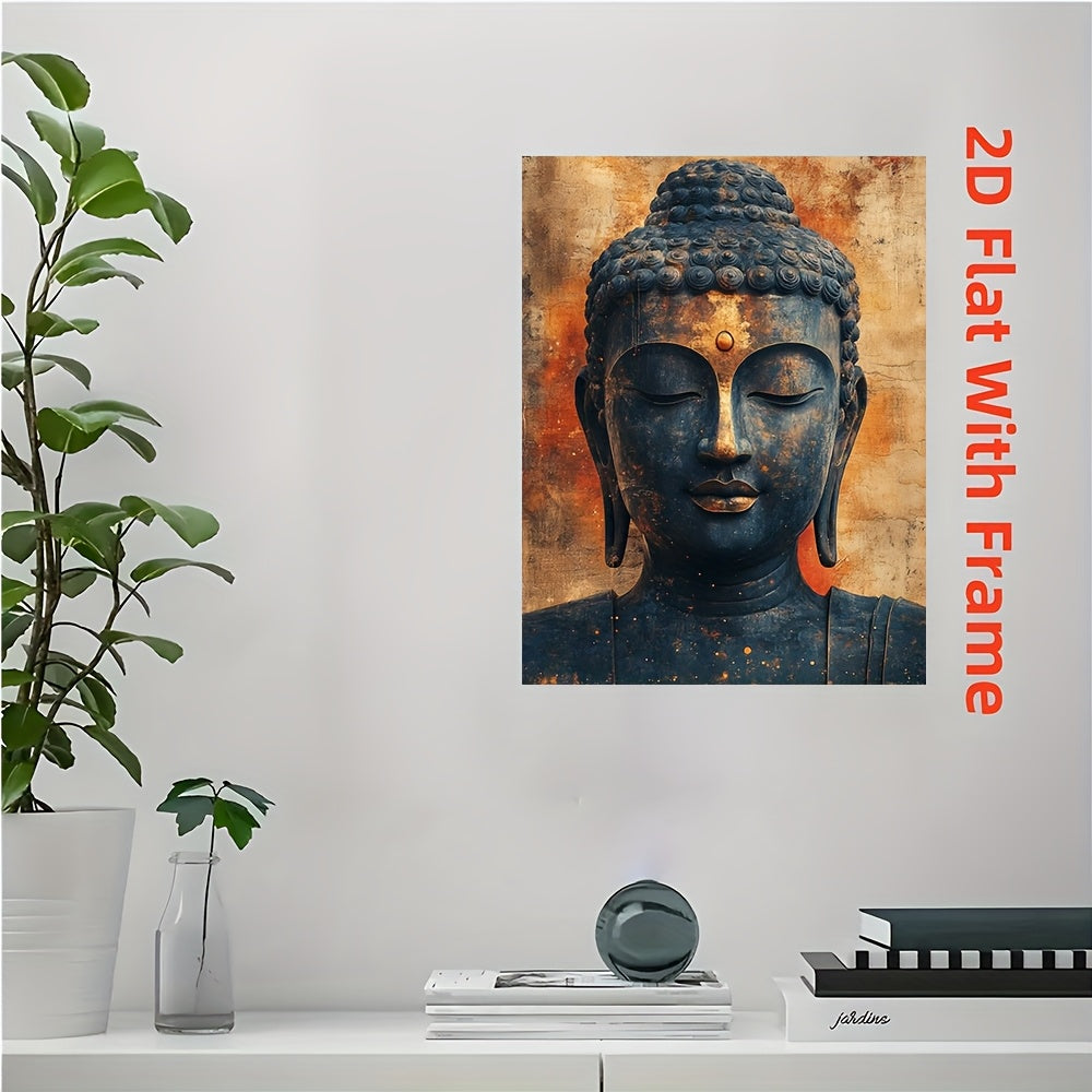 1pc Large Framed Buddha Canvas Print Wall Art 12x16 Inch 30x40cm | Meditation Zen Buddhist Spiritual Decor | 2D Flat Ready to Hang Wall Art for Temple Office Meditation Room and Sacred Spaces