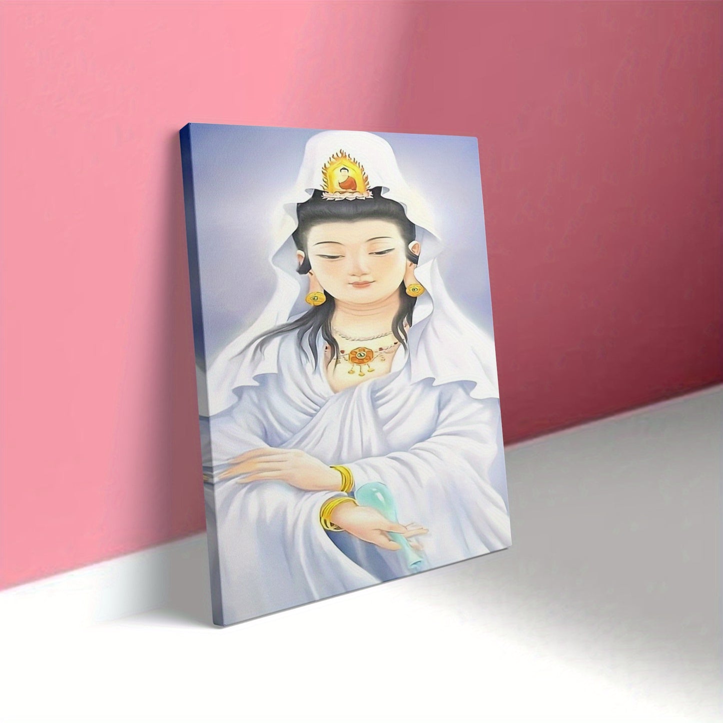 1pc Framed 2D Flat Canvas Artwork Guanyin Bodhisattva Perfect for Decorating Living Rooms Bedrooms Offices Temples Meditation Areas Studies Spiritual Spaces