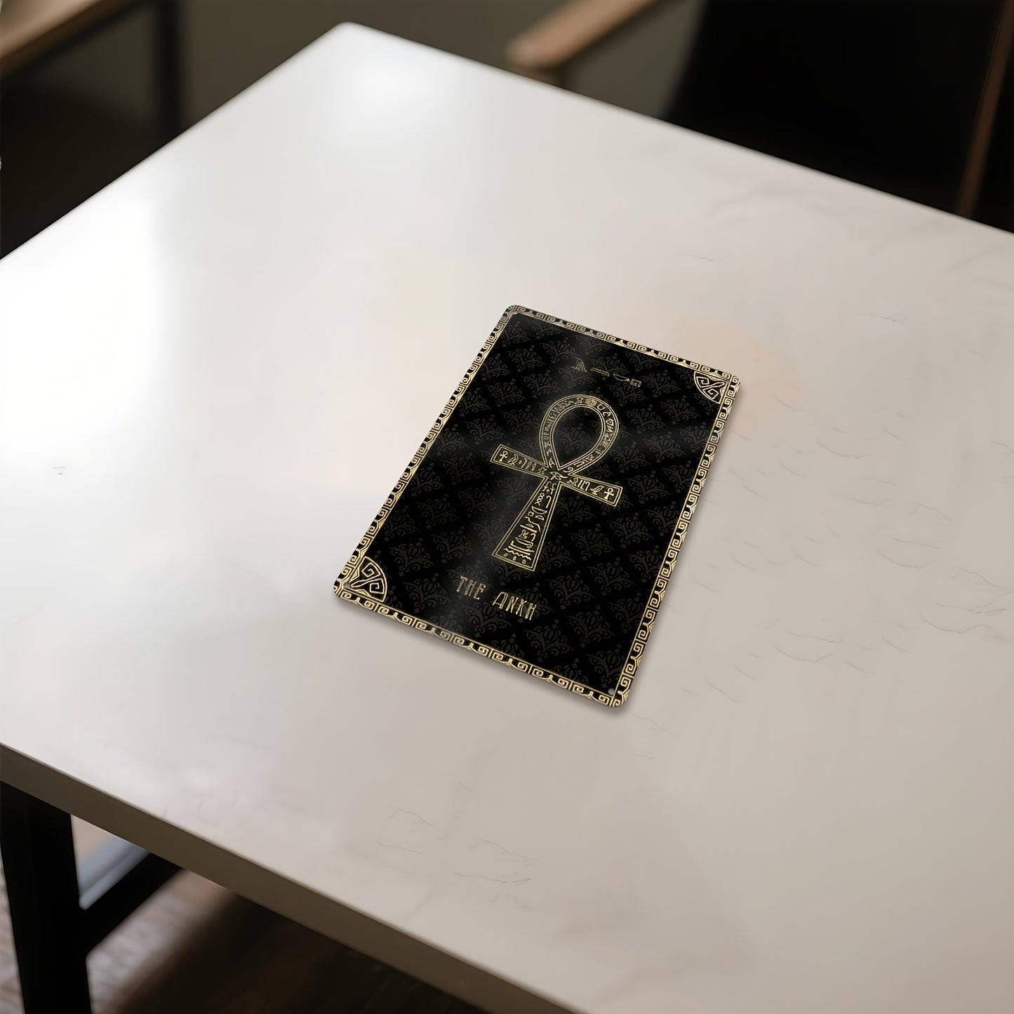 1pc Egyptian Ankh Cross Metal Wall Art | Golden and Black Ancient Egyptian Symbol with Hieroglyphic Border | 12x8 Inch Cultural Decor for Home Office Living Room Bedroom