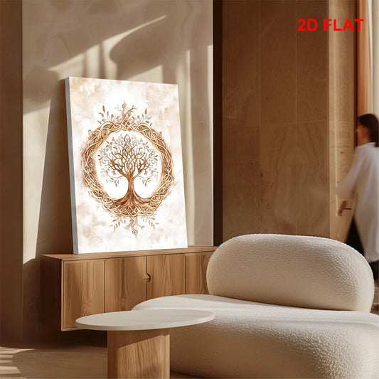 1pc Celtic Tree of Life Canvas Art Print | 2D HD Wall Poster with Pine Wood Frame | Hook Mountable Decor for Living Room Bedroom or Office