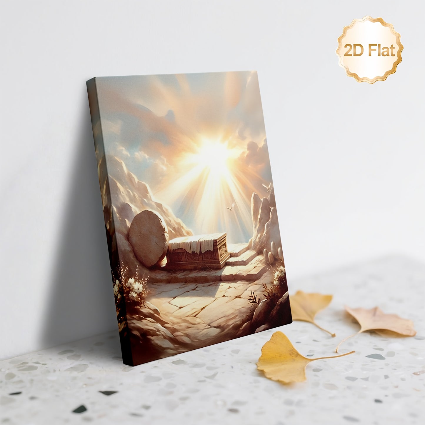 1pc 2D Flat Framed Resurrection of Christ Canvas Wall Art | Spiritual Christian Décor for Home Office or Cafe | 2D Flat