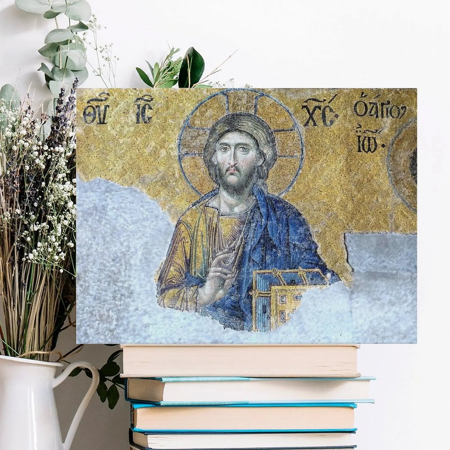 Jesus Pantocrator Hagia Sophia Canvas Painting Framed Spiritual Wall Art Customizable Religious Artwork