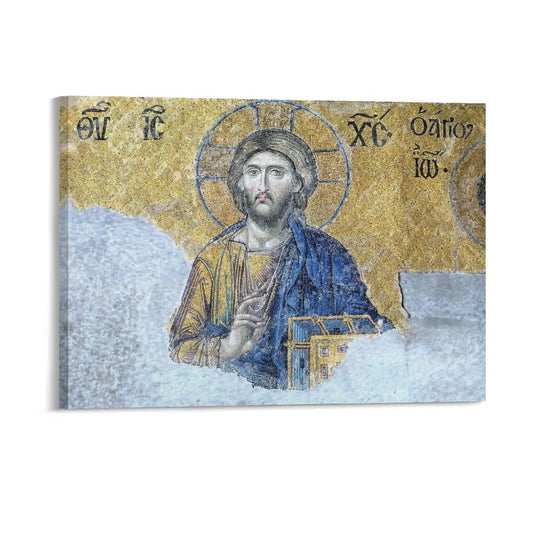 Jesus Pantocrator Hagia Sophia Canvas Painting Framed Spiritual Wall Art Customizable Religious Artwork