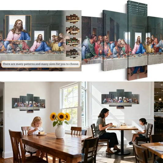 60x32 Inch Last Supper Wall Art Wooden Framed Jesus Christ Dining Room Spiritual Decor