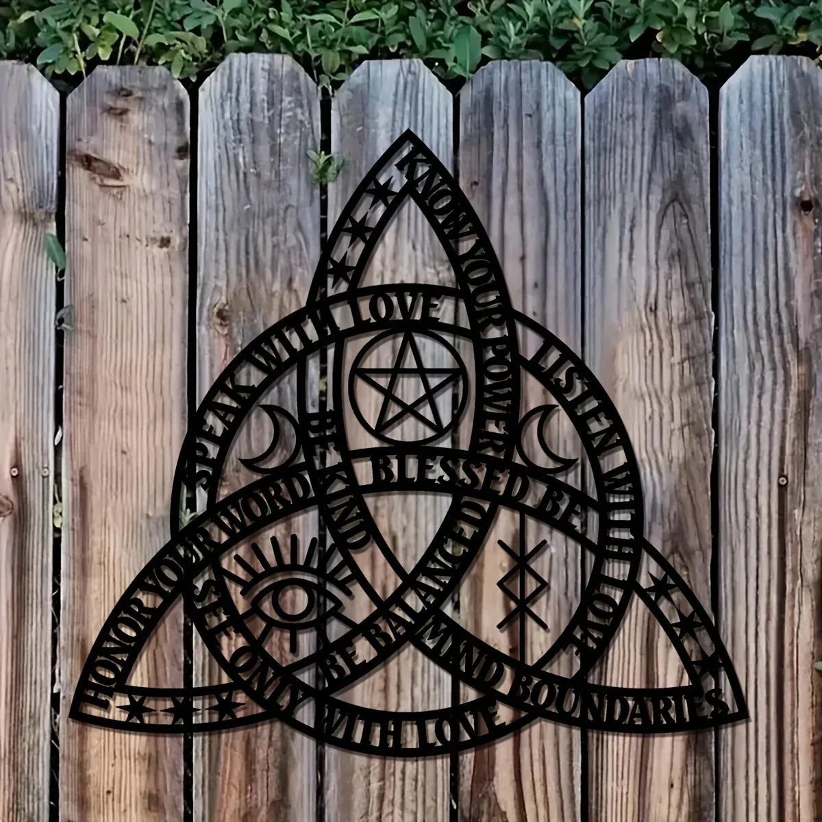 2D Flat Good Witch Celtic Knot Wall Art | Triquetra Infinity Design | Modern Irish Home Decor 14.5x15.7 Inches | Housewarming Gift