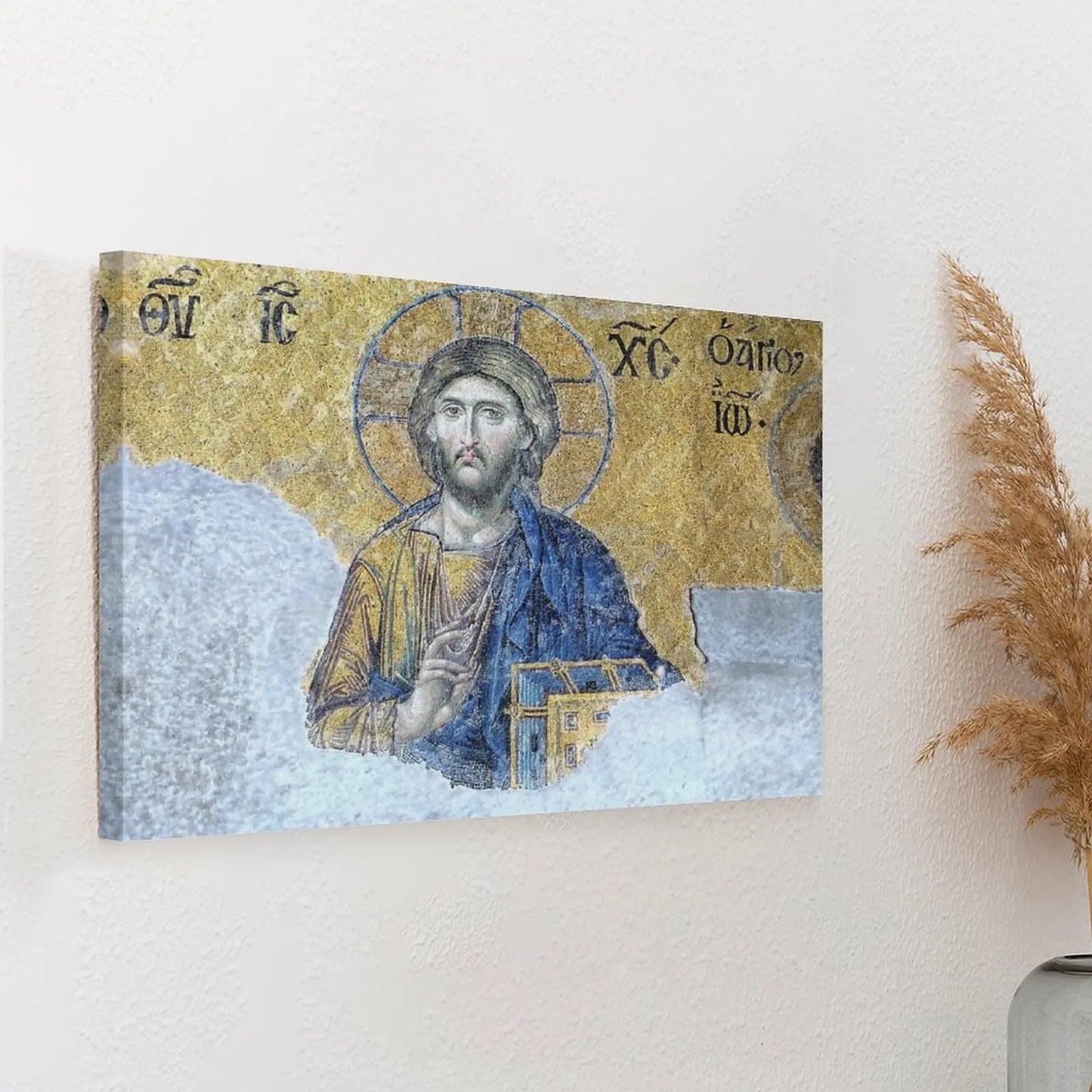 Jesus Pantocrator Hagia Sophia Canvas Painting Framed Spiritual Wall Art Customizable Religious Artwork