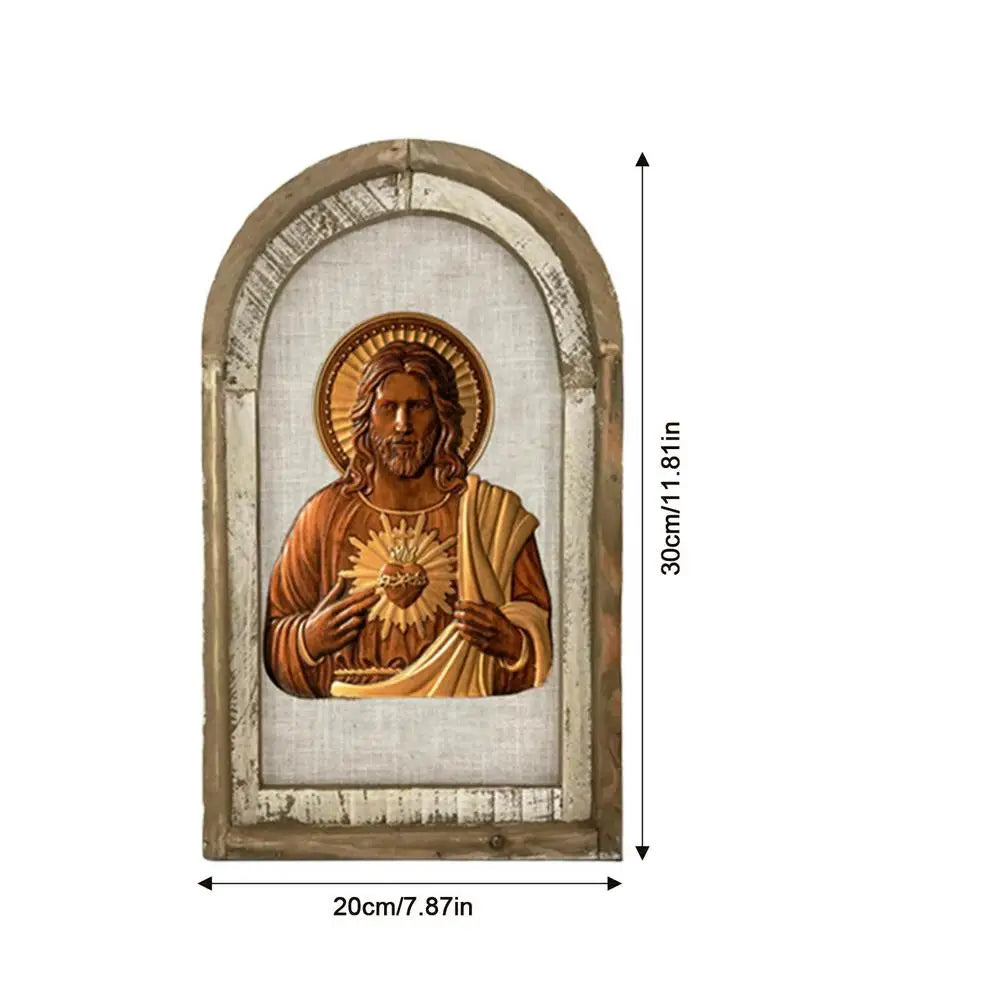 Framed Sacred Heart of Jesus Wall Art Decor Tabletop Ornament Spiritual Christian Artwork