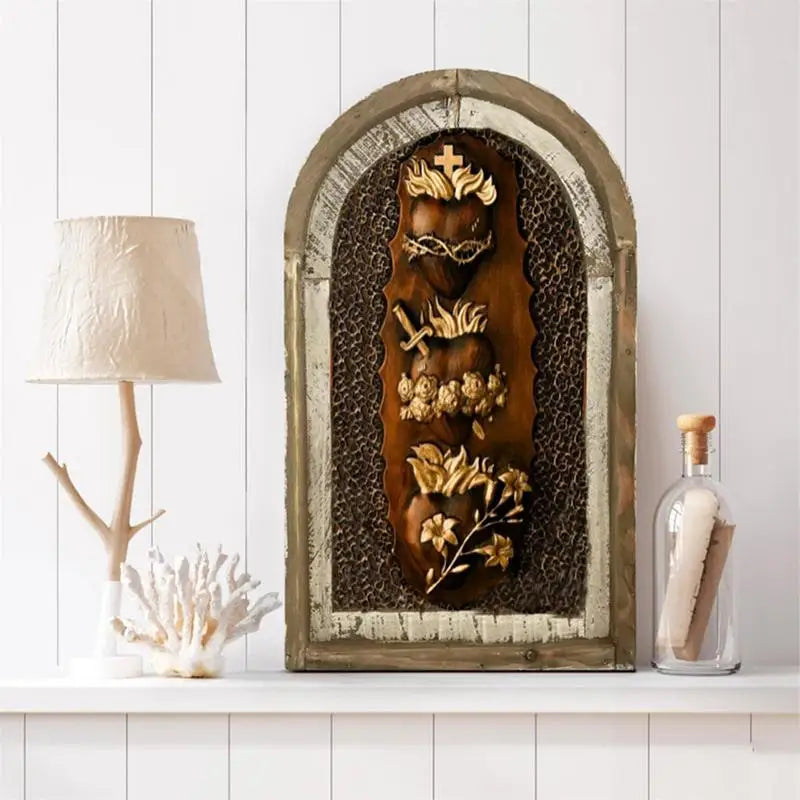 Framed Sacred Heart of Jesus Wall Art Decor Tabletop Ornament Spiritual Christian Artwork