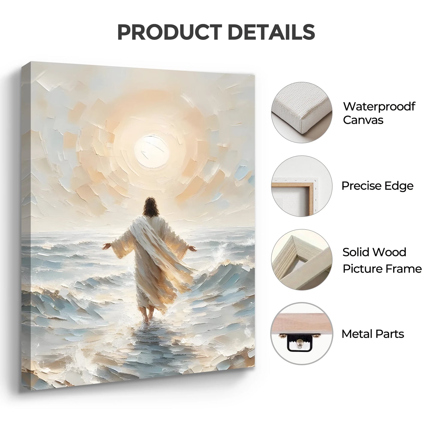 2D Flat Christian Canvas Wall Art A New Day | Jesus Christ Walking on Water | Inspirational Biblical Artwork for Living Room Bedroom and Home Decor