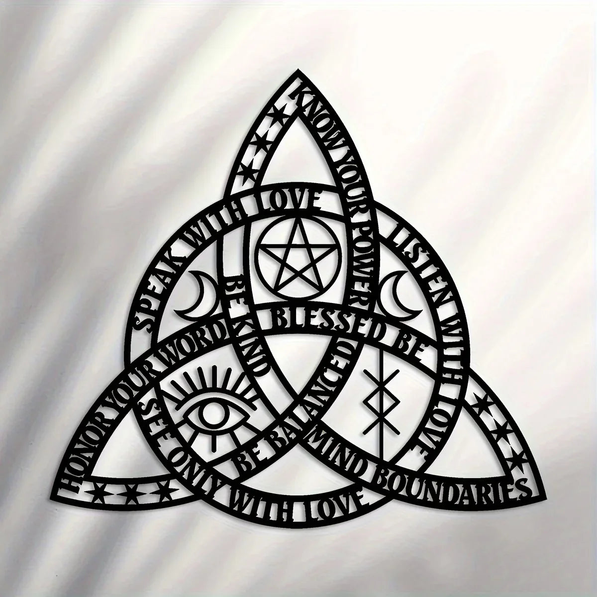 2D Flat Good Witch Celtic Knot Wall Art | Triquetra Infinity Design | Modern Irish Home Decor 14.5x15.7 Inches | Housewarming Gift