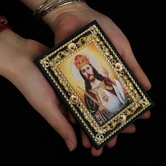 Diyalo 4 Styles Black Holy Icon Saint Pio Jesus Sacred Heart Our Lady Picture Frame Ornament Plastic Wall Art Home Decor Gifts