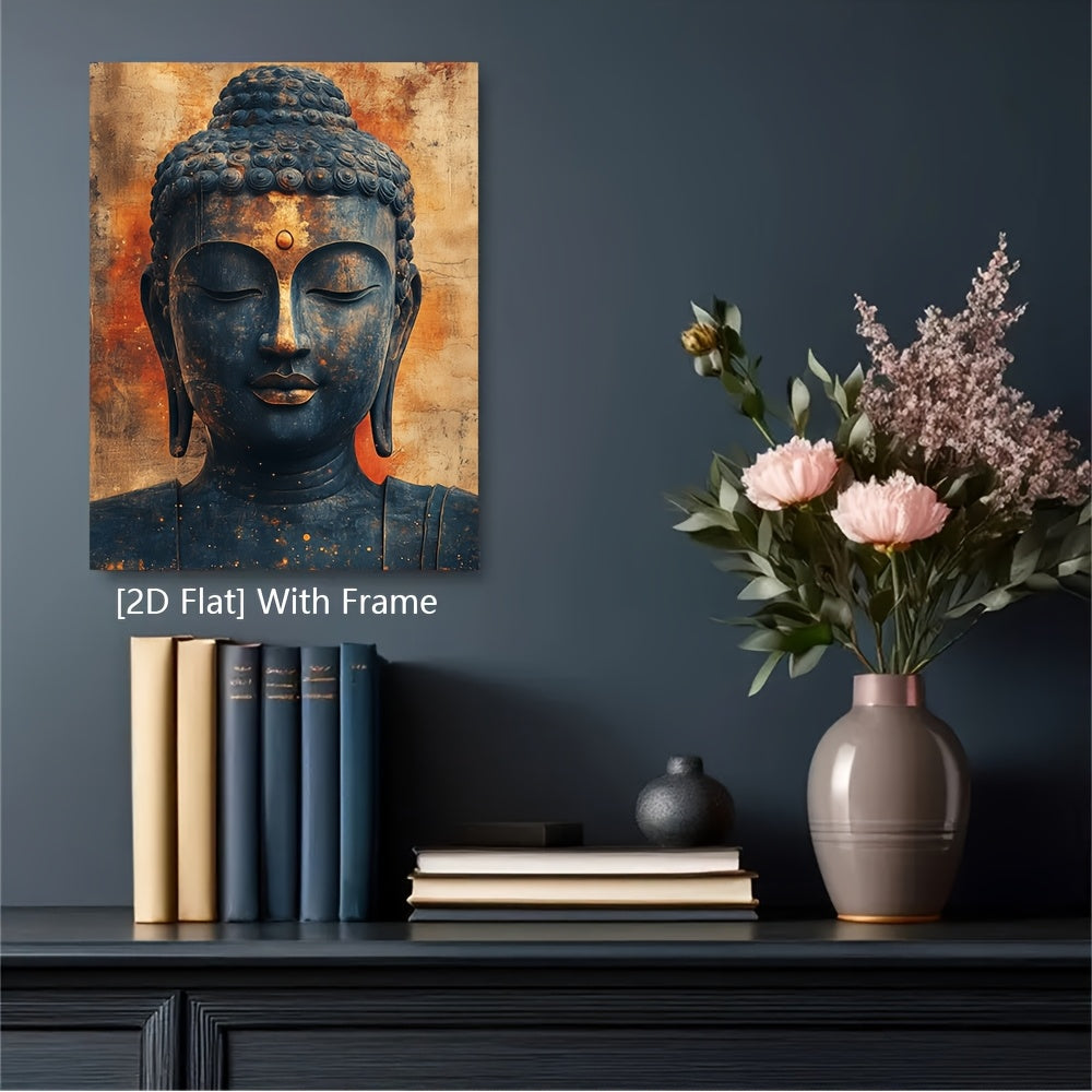 1pc Large Framed Buddha Canvas Print Wall Art 12x16 Inch 30x40cm | Meditation Zen Buddhist Spiritual Decor | 2D Flat Ready to Hang Wall Art for Temple Office Meditation Room and Sacred Spaces