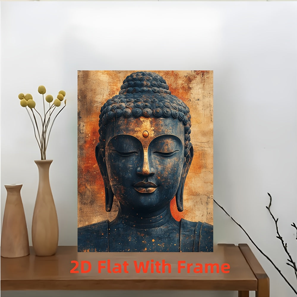 1pc Large Framed Buddha Canvas Print Wall Art 12x16 Inch 30x40cm | Meditation Zen Buddhist Spiritual Decor | 2D Flat Ready to Hang Wall Art for Temple Office Meditation Room and Sacred Spaces