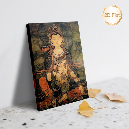 2D Flat 1pc Framed Samantabhadra Four Great Bodhisattva Theme Canvas Wall Art Suitable for Living Room Bedroom Office Decor