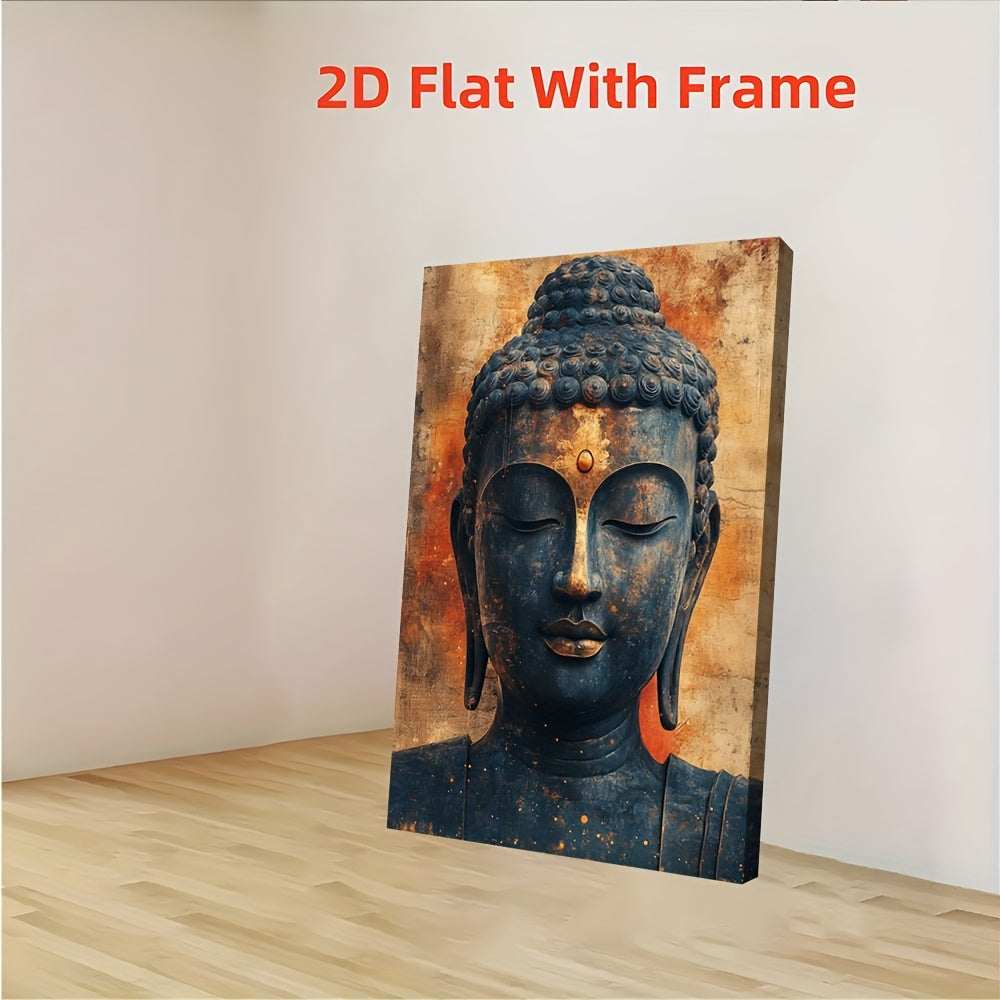 1pc Large Framed Buddha Canvas Print Wall Art 12x16 Inch 30x40cm | Meditation Zen Buddhist Spiritual Decor | 2D Flat Ready to Hang Wall Art for Temple Office Meditation Room and Sacred Spaces