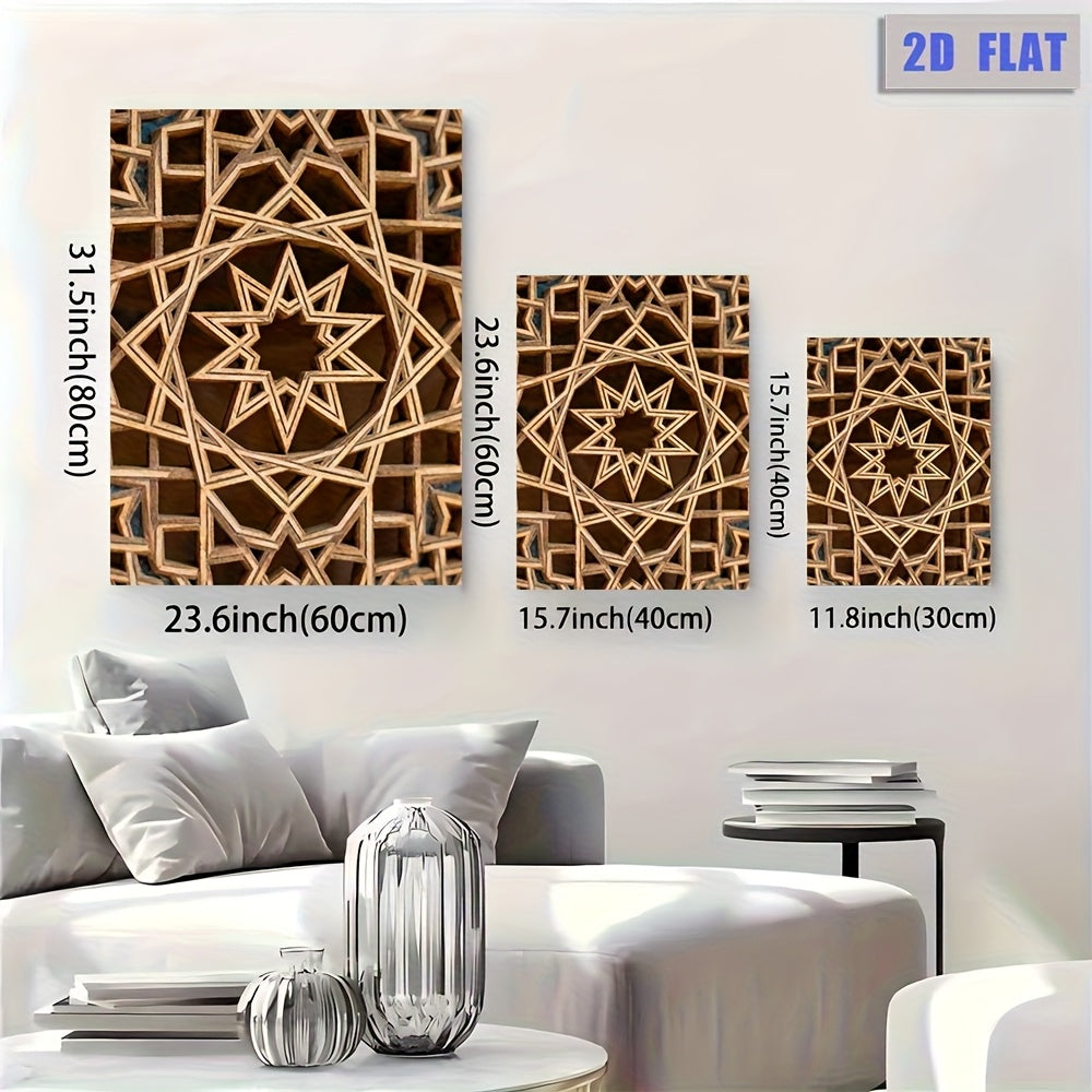 1pc 2D Flat High-Definition Canvas | Classic Islamic Geometric Style with Intricate Star and Polygon Patterns | Symbol of Infinity and Sacred Order for Home Décor | Ideal for Offices Living Rooms Bedrooms Kitchens Cafes or Bars