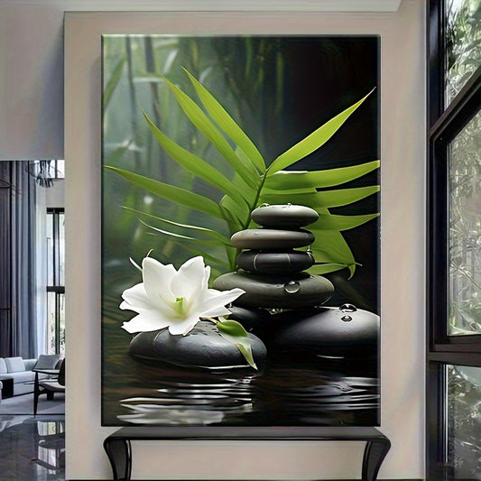 Serene Zen-Inspired 1pc Spa Wall Art Wrapped Wood Frame Waterproof Canvas Minimalist Modern Traditional Style for Living Room Bathroom Office Decor Easy to Hang 2D Flat Perfect for Room Decor