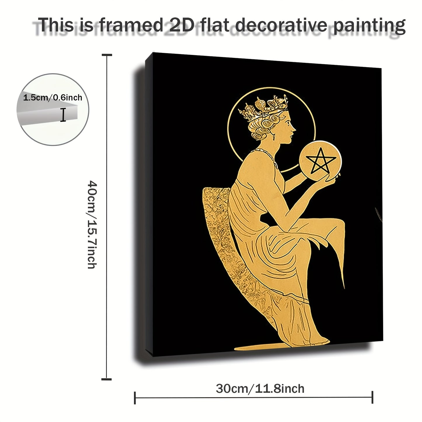 2D Flat 1pc Queen of Pentacles Tarot Card Canvas Painting | Green Menagerie Tarot | Boho Wall Art for Bedroom Living Room or Bathroom