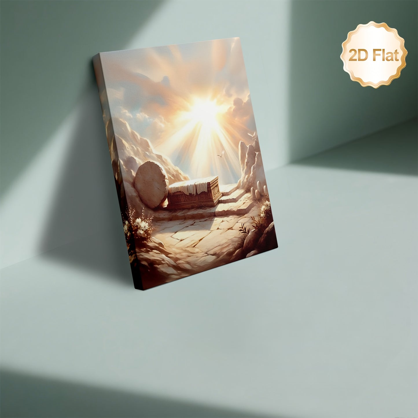 1pc 2D Flat Framed Resurrection of Christ Canvas Wall Art | Spiritual Christian Décor for Home Office or Cafe | 2D Flat